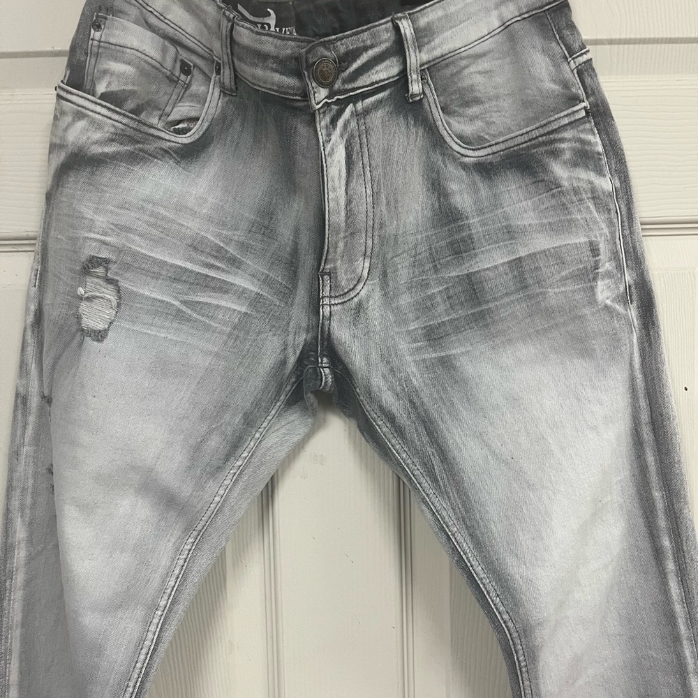 Men's Distressed Skinny Jeans in Gray